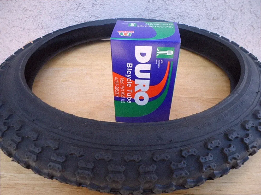 (1) Kids Bicycle Tire plus (1) Tube 16 x 1.75 Fits 1.95, 2.125 Black BMX Bike