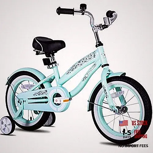 12" 14" 16" Kids Cruiser Bike with 12 Inch with Training Wheels Cruiser-Green
