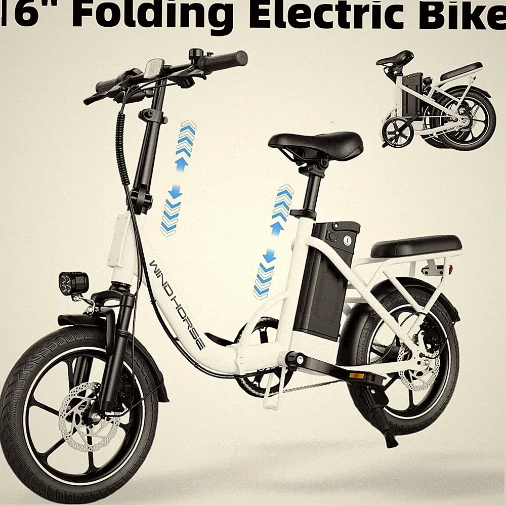 16" Folding Electric Bike for Adults 630W 35Miles Commuter Electric Bicycle