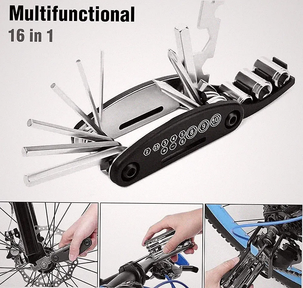 16-in-1 Bicycle Bike Tire Repair Tool Kit Used for Mountain Bike and Road Bike
