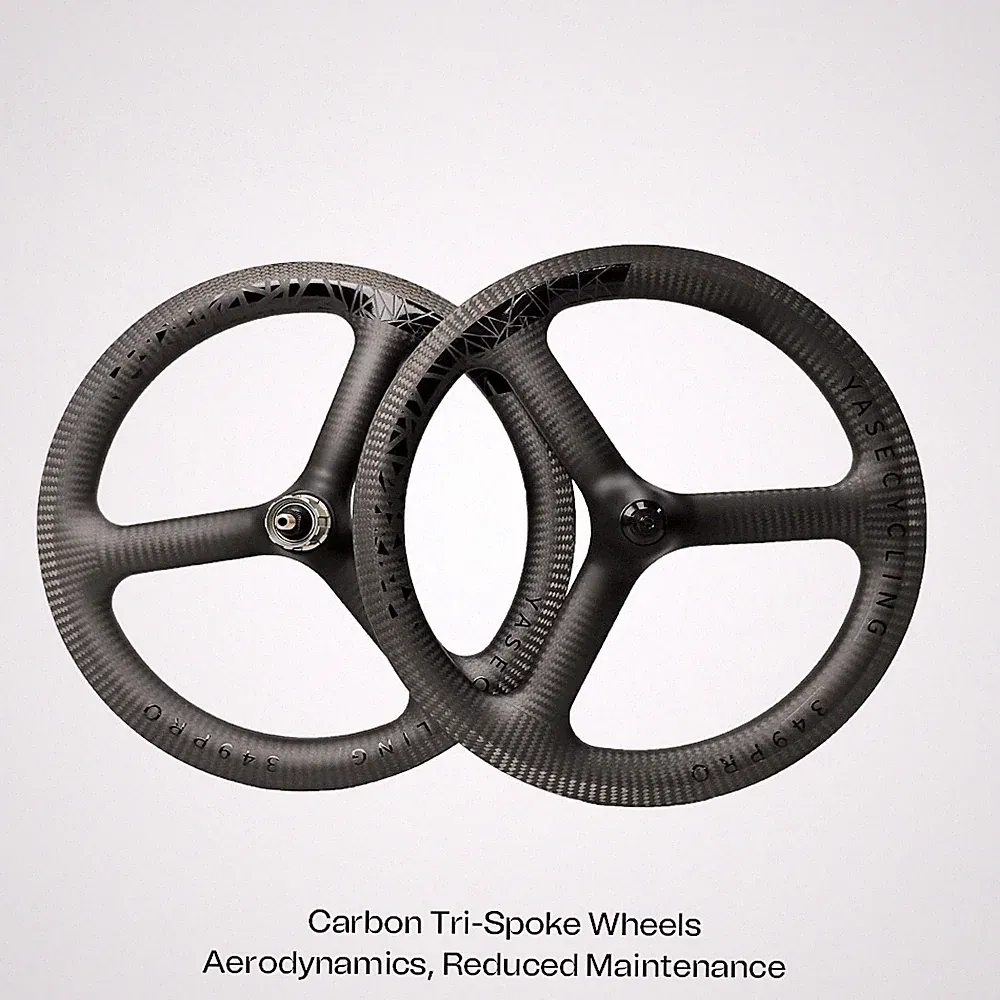 16In 349 Folding Bike 3 Spoke Wheel Carbon Small Road Bicycle Wheelset Rim Brake