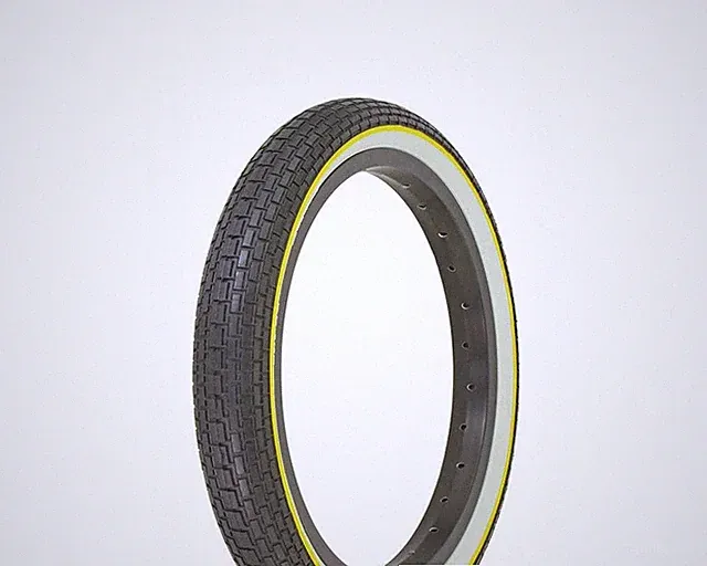 BICYCLE DURO 16 X 1.75 BLACK/WHITE YELLOW LINE TIRE LOWRIDER, CRUISER BIKE