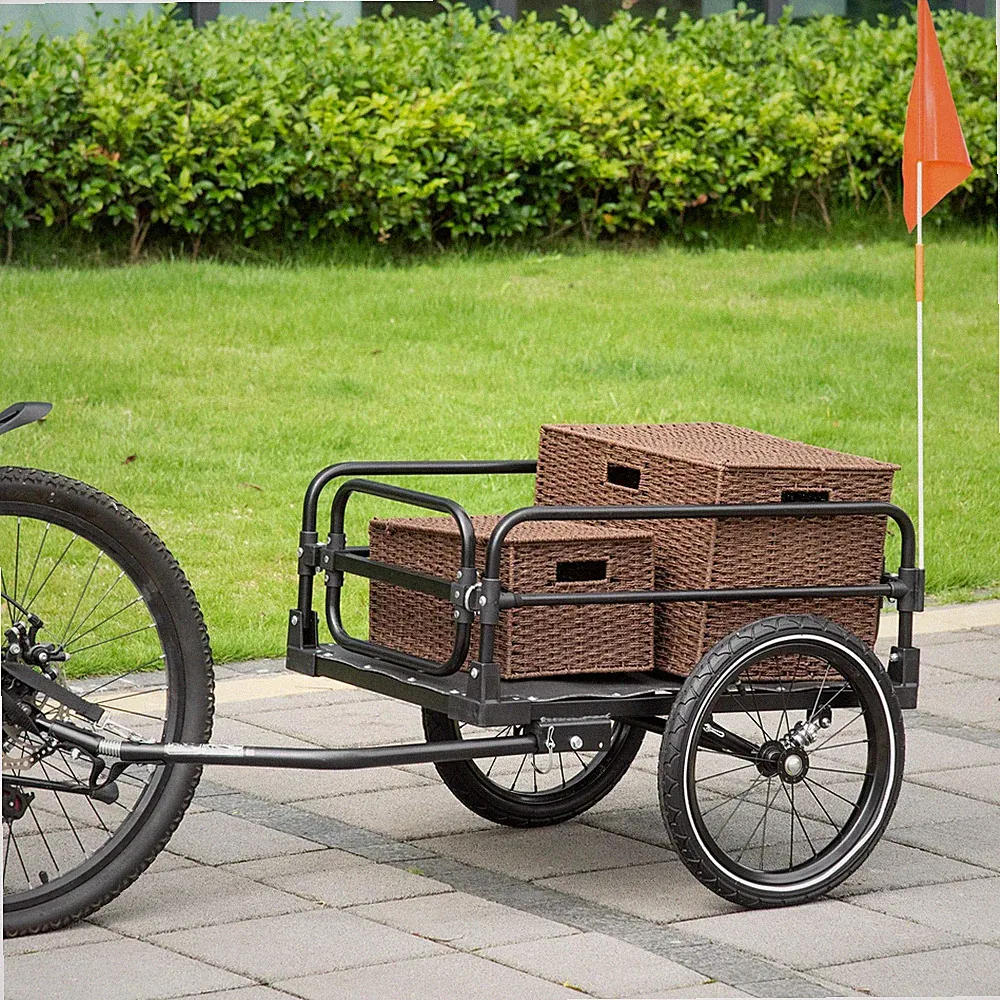 Bike Cargo Trailer Folding Bicycle Wagon w/ Suspension 16in Wheels 88lb Load