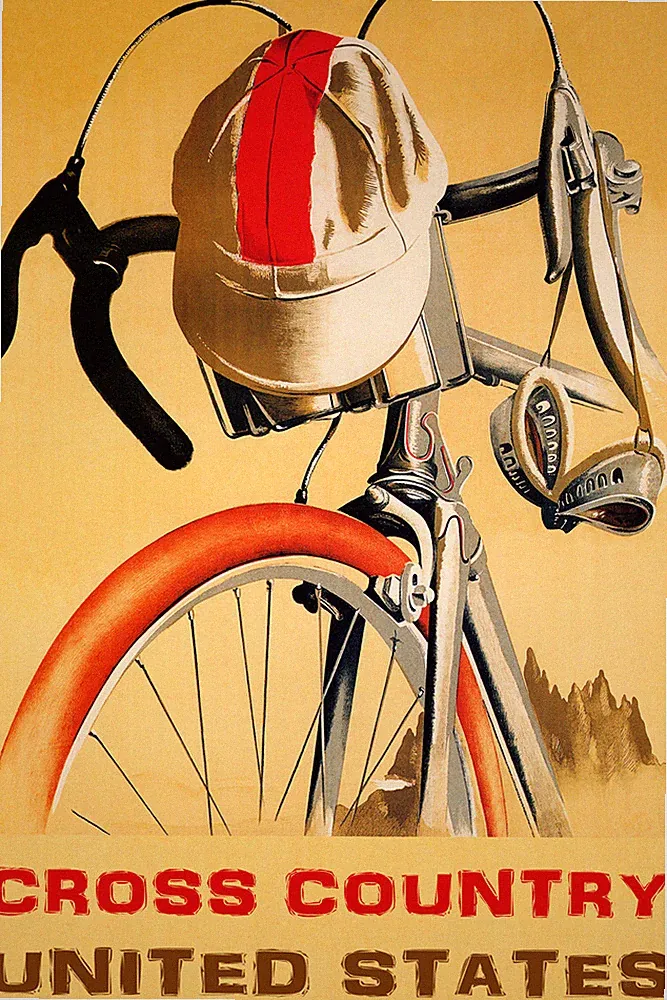 Cross Country United States Bicycling Bike Cycling Vintage Poster Repro FREE S/H