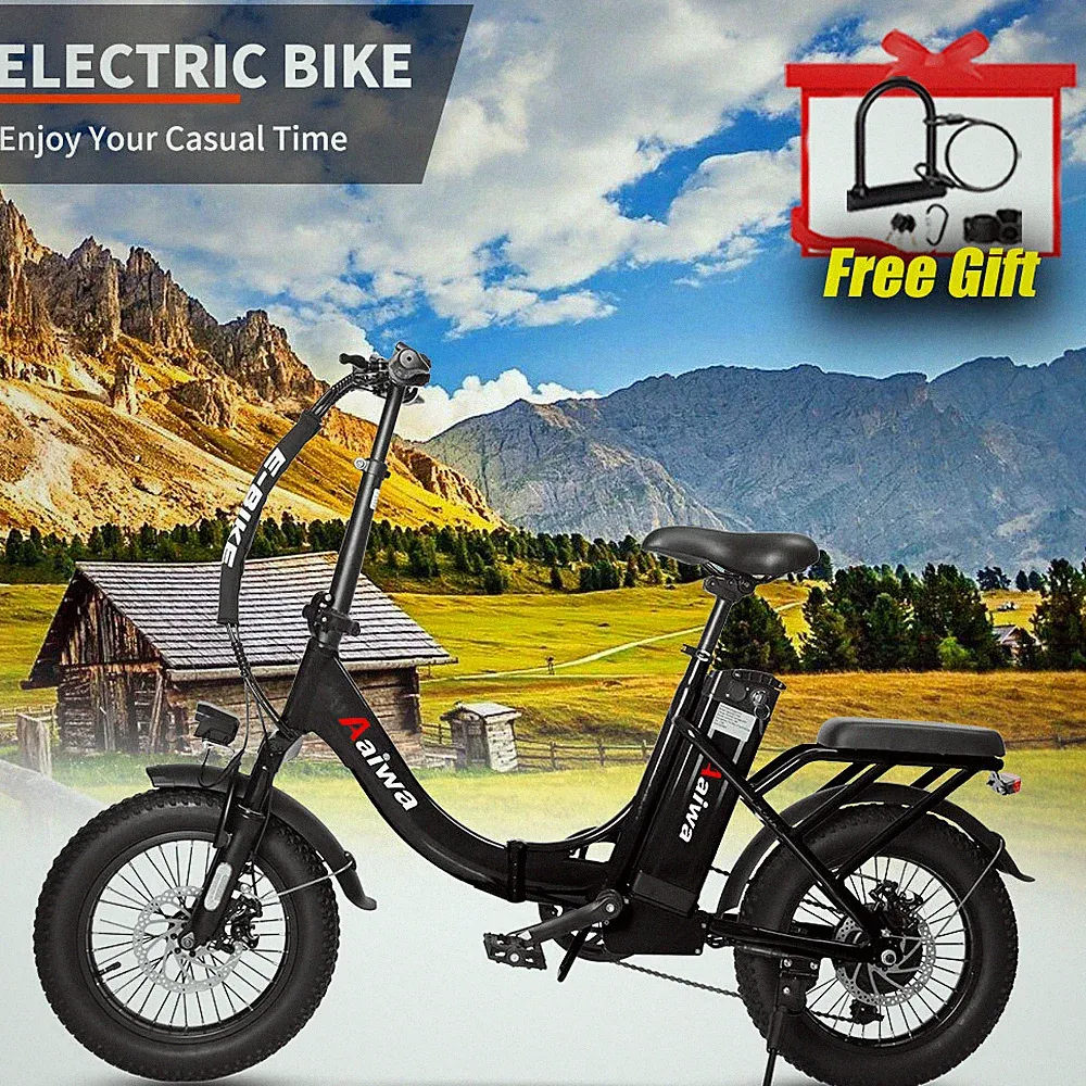 E-Bike 16" Electric Bike Fat Tire 750W Folding City Bicycle -Commuter Ebike