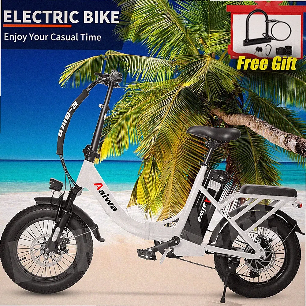 E bike 16" 750W Electric Bike Bicycle Foldable Portable Fat Tire Mountain E-bike