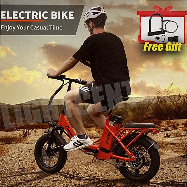 Ebike 16" 750W 36V Electric Folding Bike Bicycle Fat Tire City E-bike Orange USA