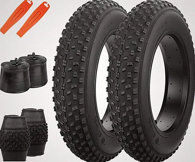 Fat Bike Tire Electric Bike Tire 16 x 4.0 inch Black - 2 Tires 2 Inner Tubes