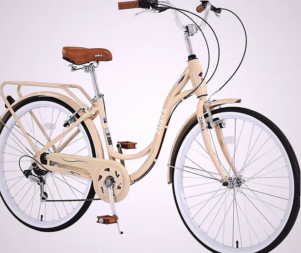 MEGHNA 26 Inch Cruiser Bicycle with 7 Speed，Beach Cruiser Bike for Women Beige