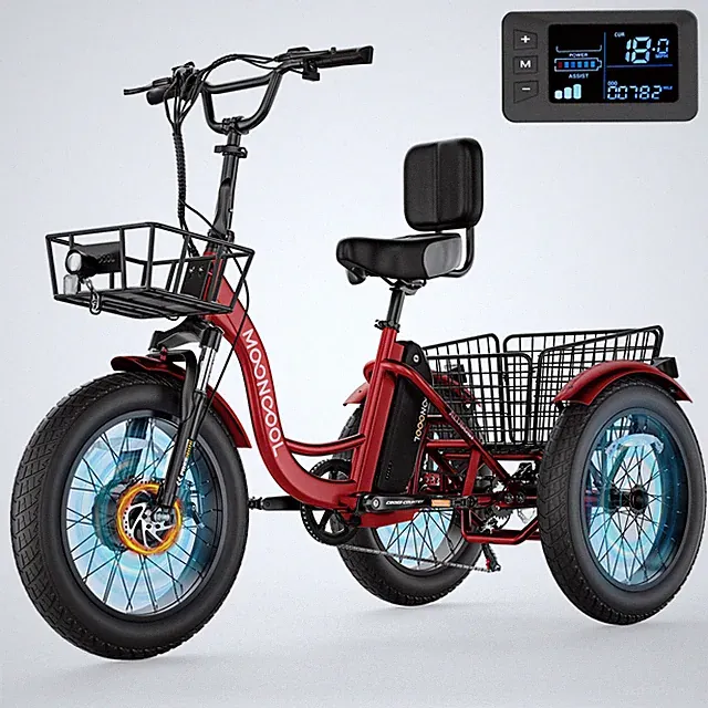 MOONCOOL 20" Fat Tire Electric Tricycle Adults 500W 3 Wheel Bike Trike w/ Basket