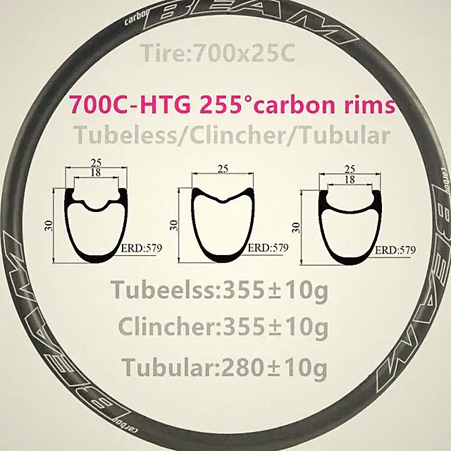 Superlight 700C Carbon Road Bike Rims Clincher Tubeless Tubular Bicycle Wheel