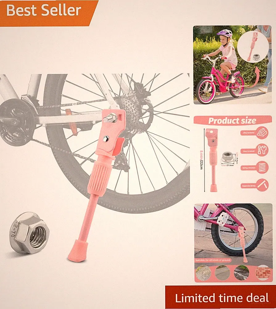 Unleash Adventure with Our Pink 16 Inch Kids Bike Kickstand - Stability Assured