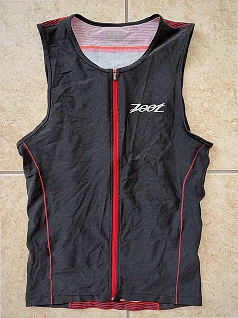 Zoot Sleeveless Racing Tri Jersey Black Large Competition Triathlon Cycling Tee